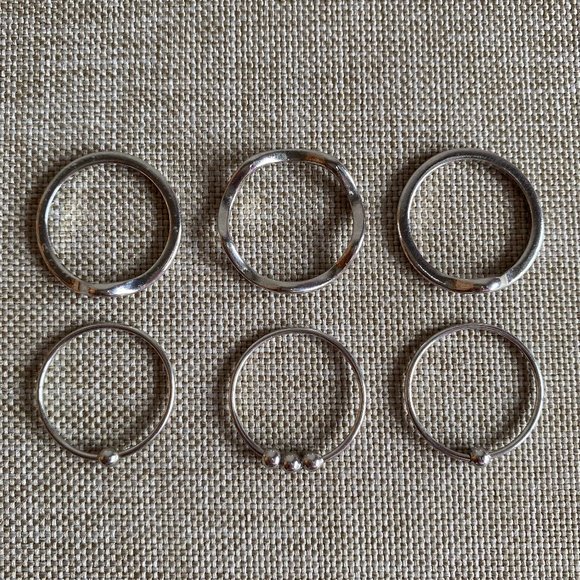 Stackable Silver Rings - Set of 6 - Picture 2 of 3